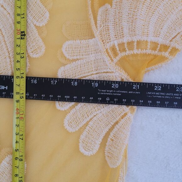 Boho Bohemian Hippie‎ Flower Power Floral Sunflower Embroidered Lace Duster Sz M - Picture 5 of 6